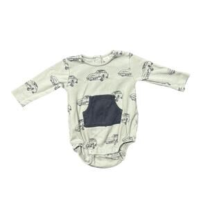 Kate Quinn Green and Navy Long Sleeve Car Print Bodysuit - Size 6-12m